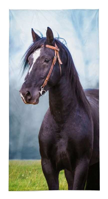 Fekete ló törölköző 70x140 cm
