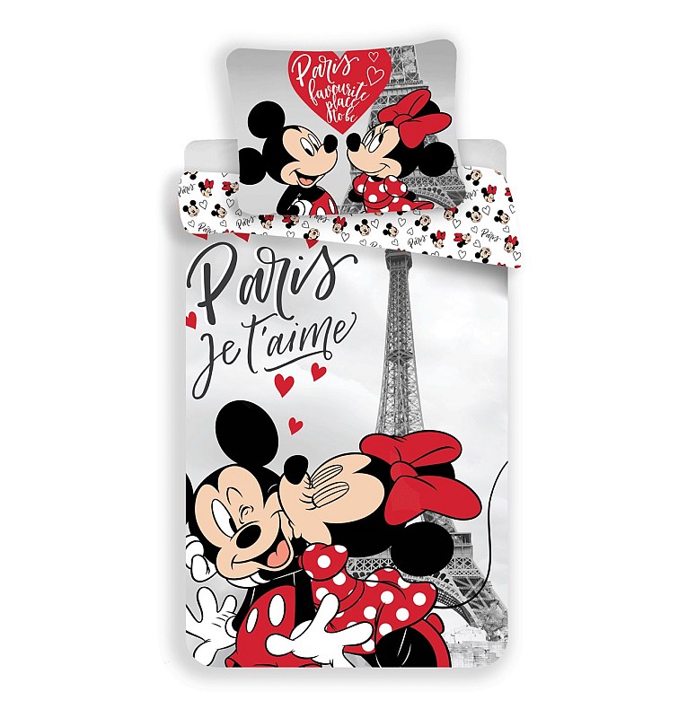 Mickey és Minnie Párizs Eiffel torony ágyneműhuzat 140x200 cm