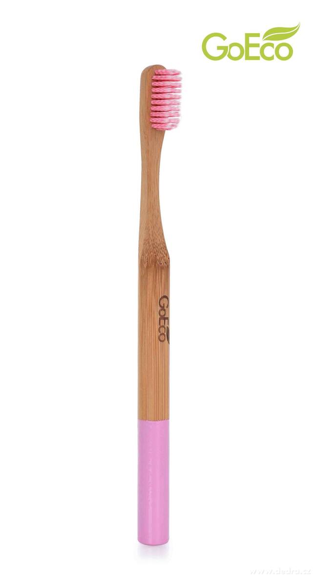 GoEco® BAMBOO bambusz fogkefe - pasztel rózsaszín