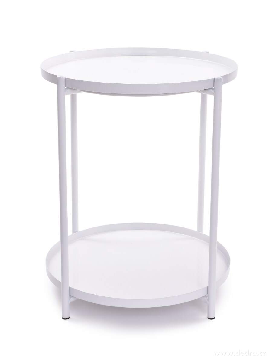 Fém kisasztal lerakósztal kör alakú - fehér