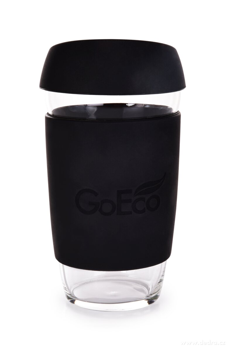 GoEco® KELIMERO® Üveg bögre szilikon pánntal és fedéllel 500 ml - fekete