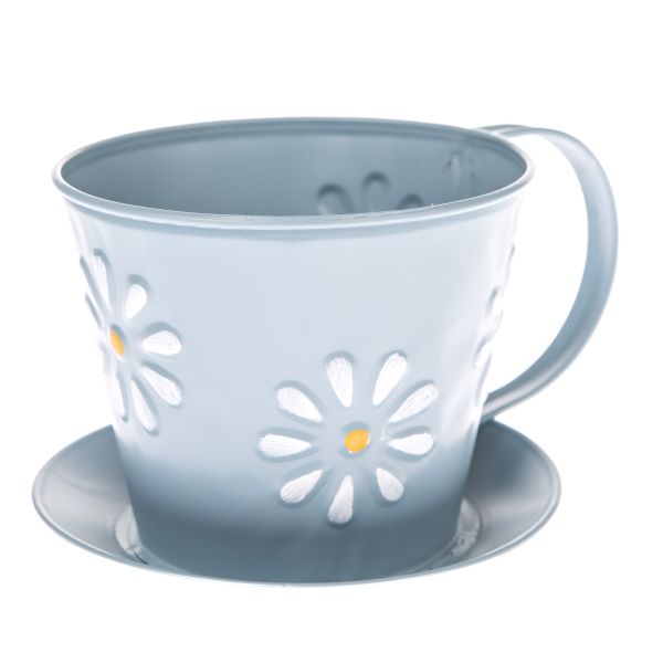 DAKLS Dekoratív fém kaspó virágcserép - kék csésze formájú