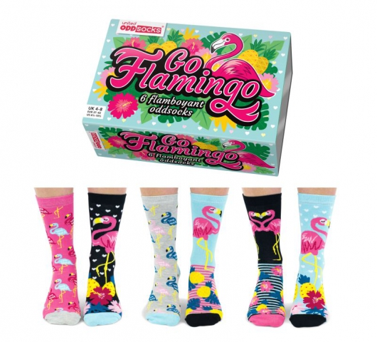 United Odd Sock Vidám női zokni 3 pár díszdobozban  - Flamingó