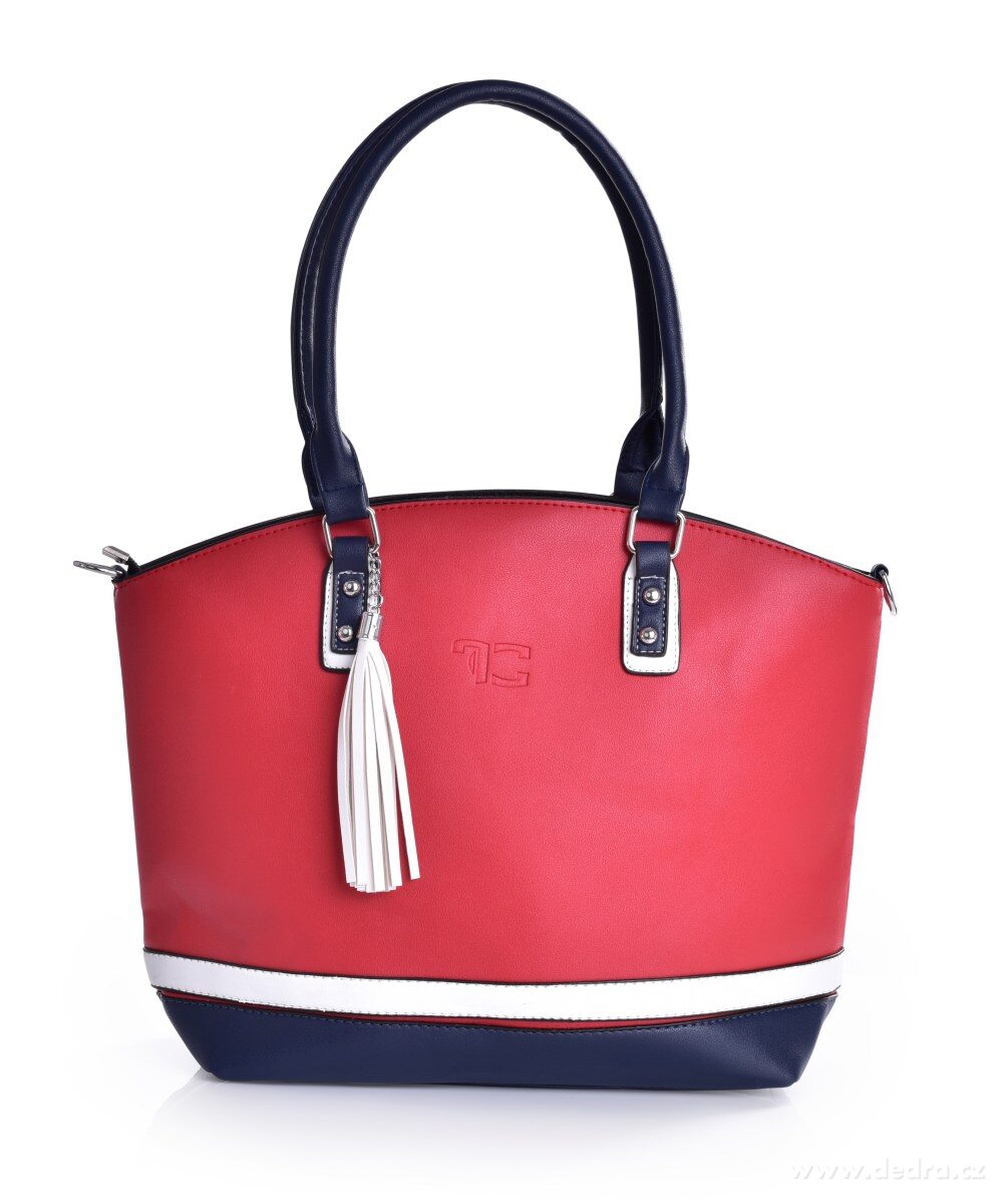 TRINITY ekobőr női táska piros-fehér-kék