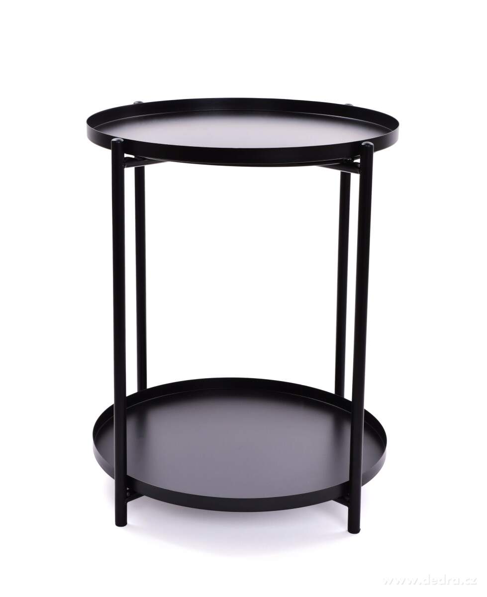Fém kisasztal lerakósztal kör alakú -fekete