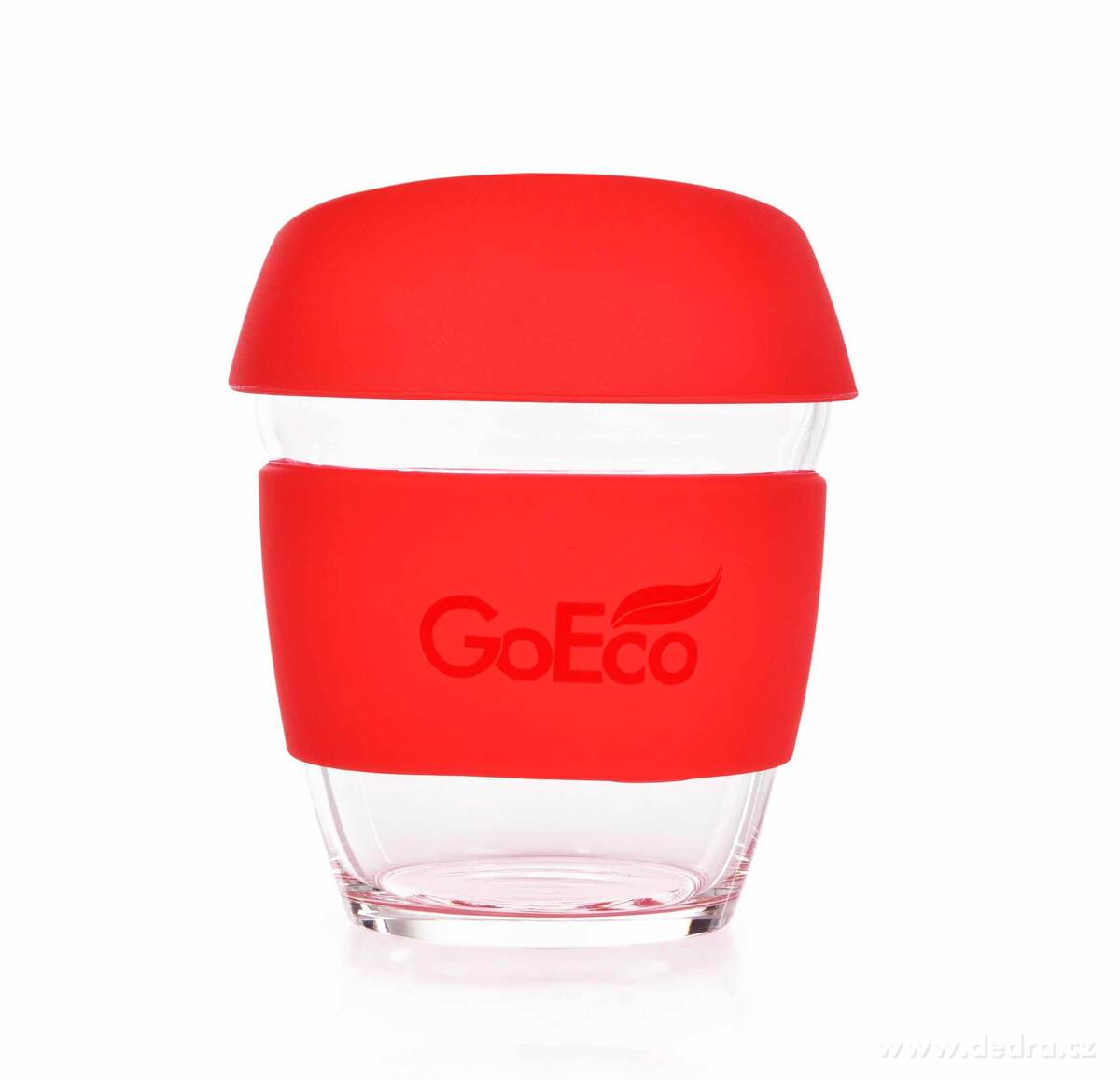 GoEco® KELIMERO® Üveg bögre szilikon pánntal és fedéllel 300 ml - piros